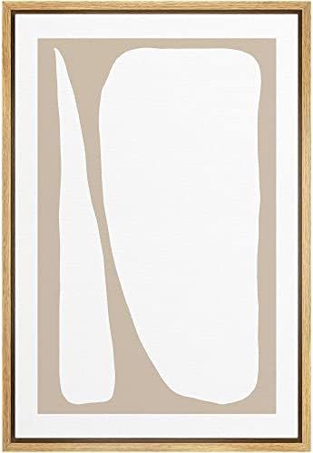 SIGNWIN Framed Canvas Print Wall Art White Tan Geometric Color Polygons Abstract Shapes Illustration | Amazon (US)