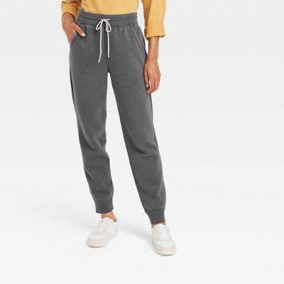 Women&#39;s High-Rise Fleece Jogger Pants - Universal Thread&#8482; Dark Gray XS | Target