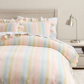 Multi Stripe Cotton Gauze Organic Duvet Cover | Pottery Barn Teen