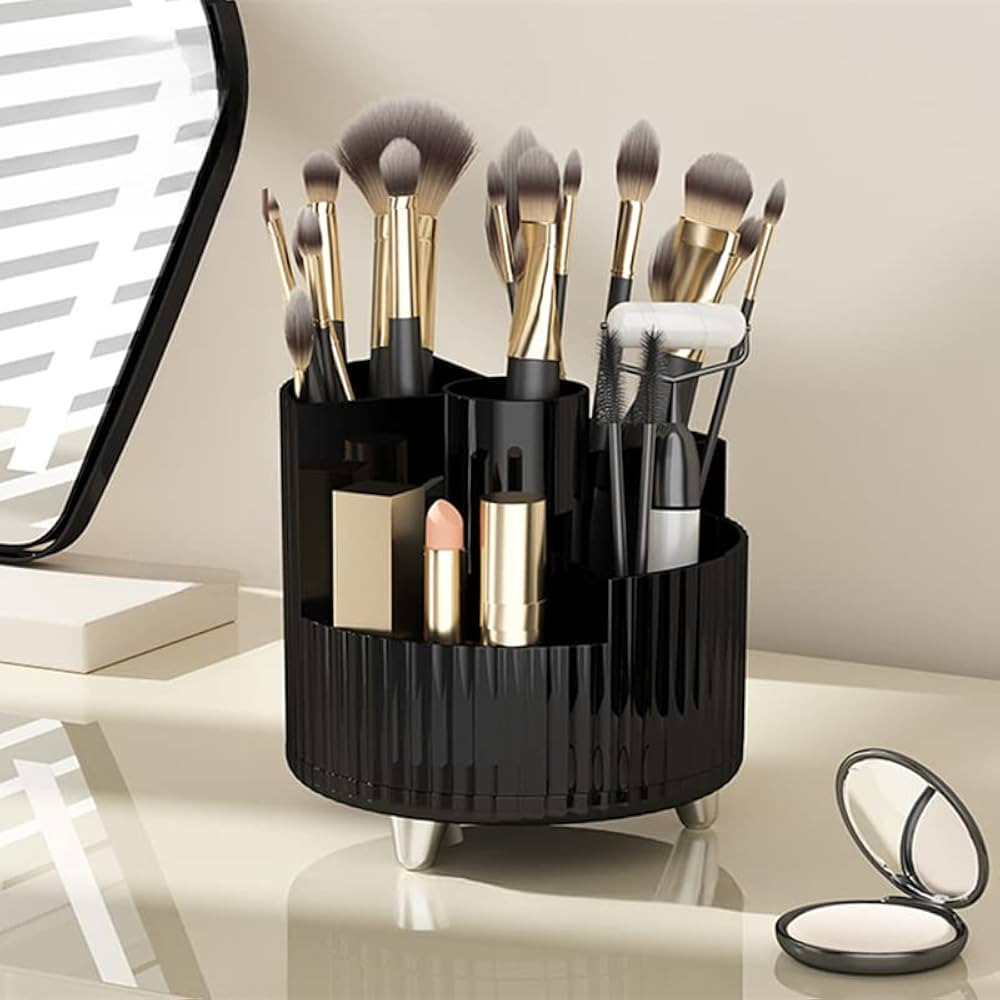 Makeup Brush Holder, 360° Rotating Makeup Brush Organizer, Cosmetic Brushes Storage with 5 Slots... | Amazon (US)