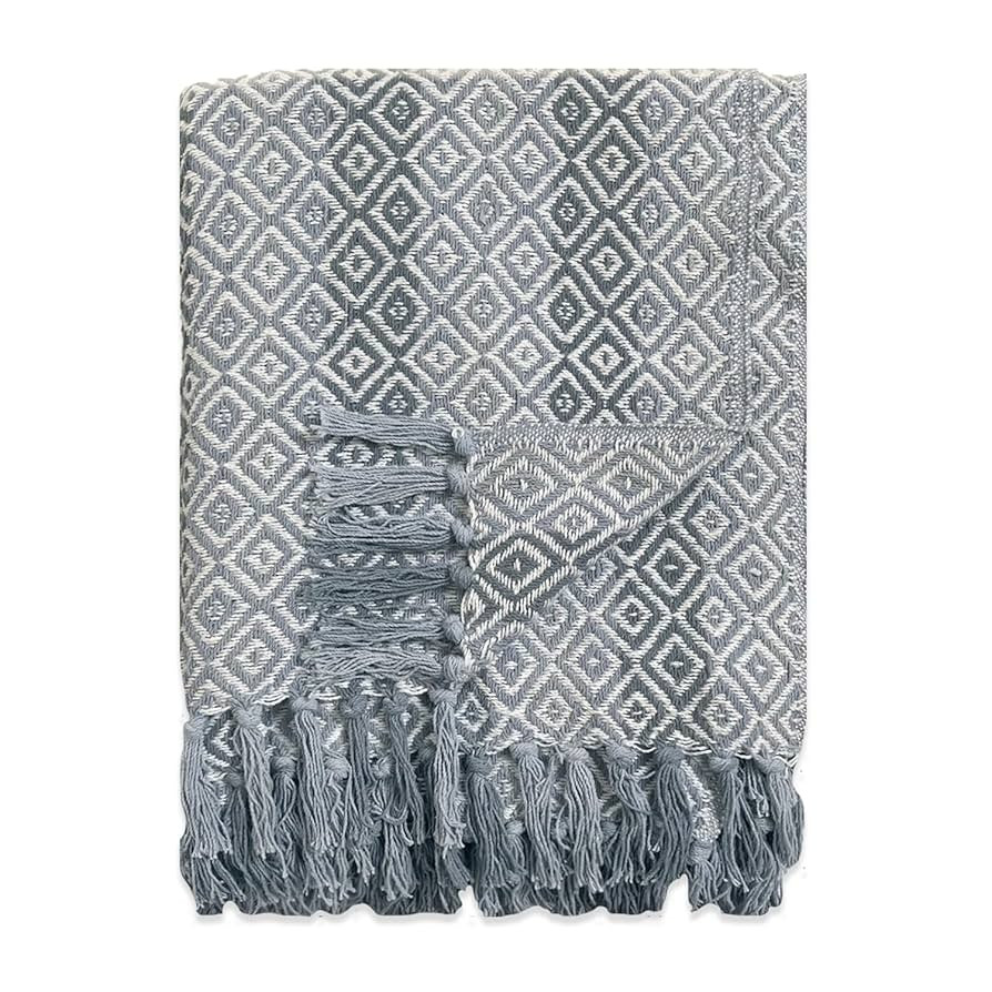 Chardin home Manta gris degradado con diamantes de 50 x 60 pulgadas, 100% algodón puro, grande, ... | Amazon (US)