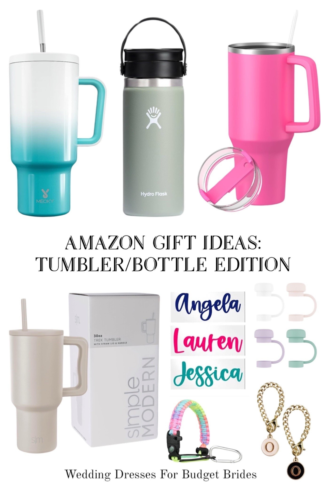 Affordable Amazon gift ideas - tumbler, water bottle, and accessories.

#brideonabudget 
#weddingonabudget 
#founditonamazonfashion 
#bridesmaidgiftidea #giftsforher #maidofhonorgift #giftguide #giftideasforbridesmaids
#bridalpartygifts #weddingpartygifts

#LTKWedding #LTKSeasonal #LTKHome
