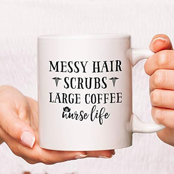 Messy Hair Scrubs Large Coffee Nurse Life Coffee Mug Nurse Coffee Mugs Funny Nurse Mugs Nurse Coffee | Amazon (US)