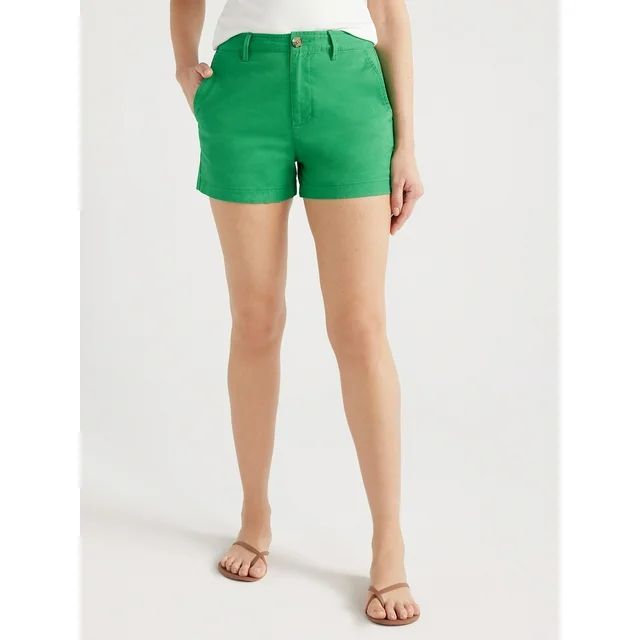 Free Assembly Women’s Mid-Rise Chino Shorts, 3.25” Inseam, Sizes 0-20 - Walmart.com | Walmart (US)