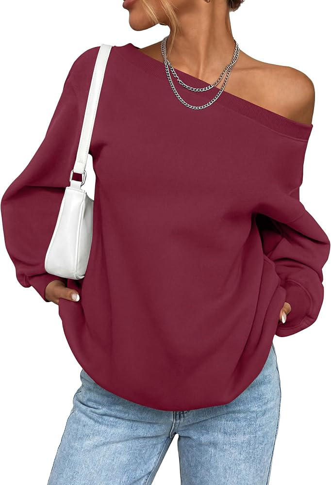 PRETTYGARDEN Womens Off The Shoulder Sweatshirt Loose Fit | Amazon (US)