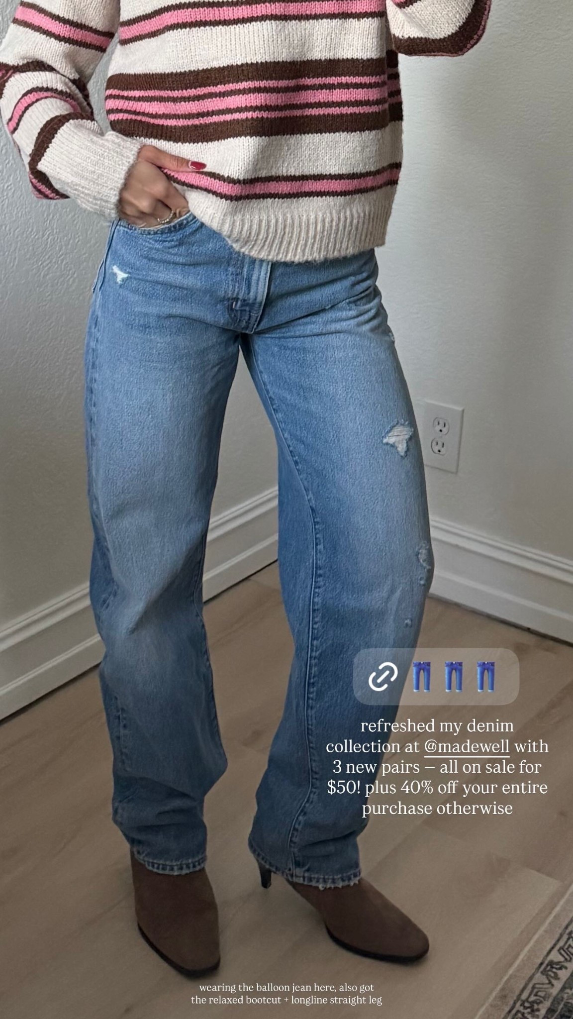 Madewell cyber Monday continues with $50 jeans and 40% off your purchase! Wearing the balloon Jean, also got the bootcut and longline straight leg! 

#LTKCyberWeek #LTKFindsUnder50 #LTKHoliday