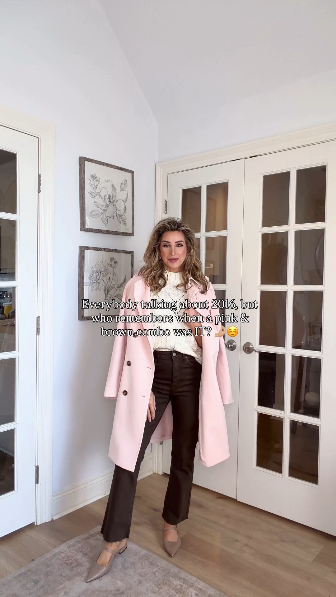 Ahhh…a pink and brown color combo…eat your heart out, 2016. 😅 I loved it then and still love it today. I hear it’s making a comeback this year too! 🎉

Winter casual outfit with denim jeans, chocolate brown jeans, pink coat, ivory sleeveless sweater, nude sling back flats, spring outfits 

#LTKootd #LTKPetite #LTKgrwm