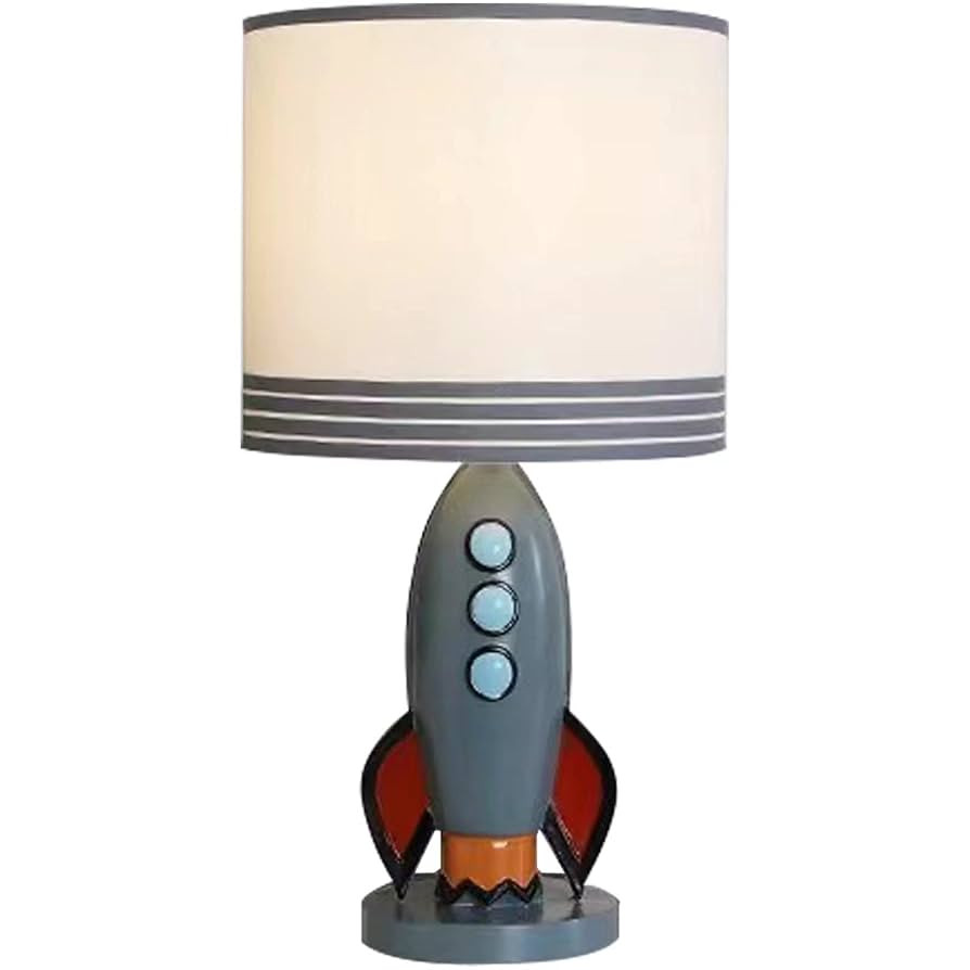 Kids Bedside Table Lamp, Adorable 14 Inch Rocket Ship Design with Cute Lampshade, Space lamp Idea... | Amazon (US)