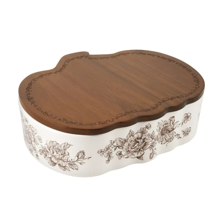 The Pioneer Woman Stoneware Pumpkin Baker with Acacia Wood Lid, Agatha Brown | Walmart (US)