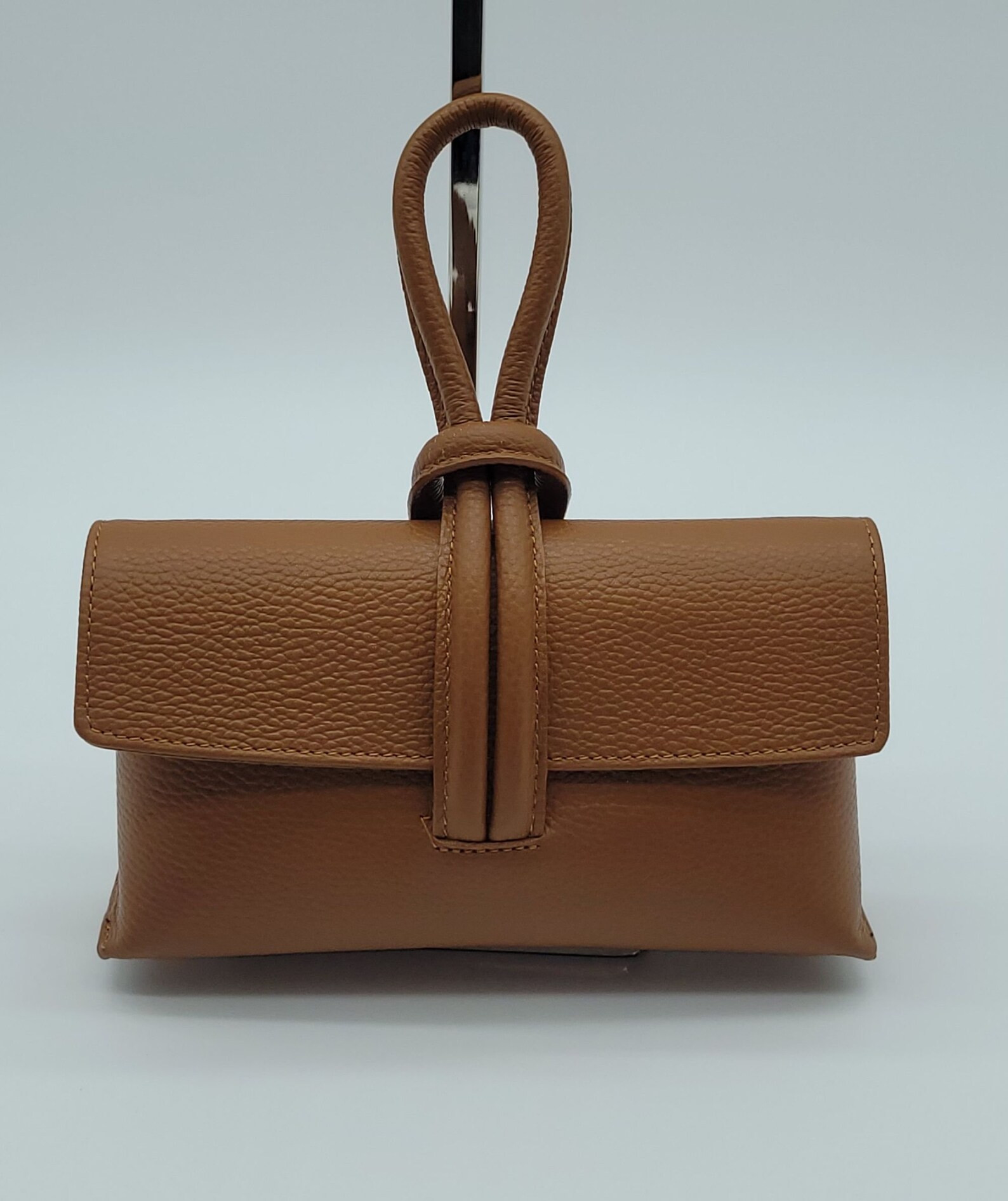 Italian Genuine Pebble Leather Crossbody Handbag Cognac Brown Made in Italy - Etsy | Etsy (US)