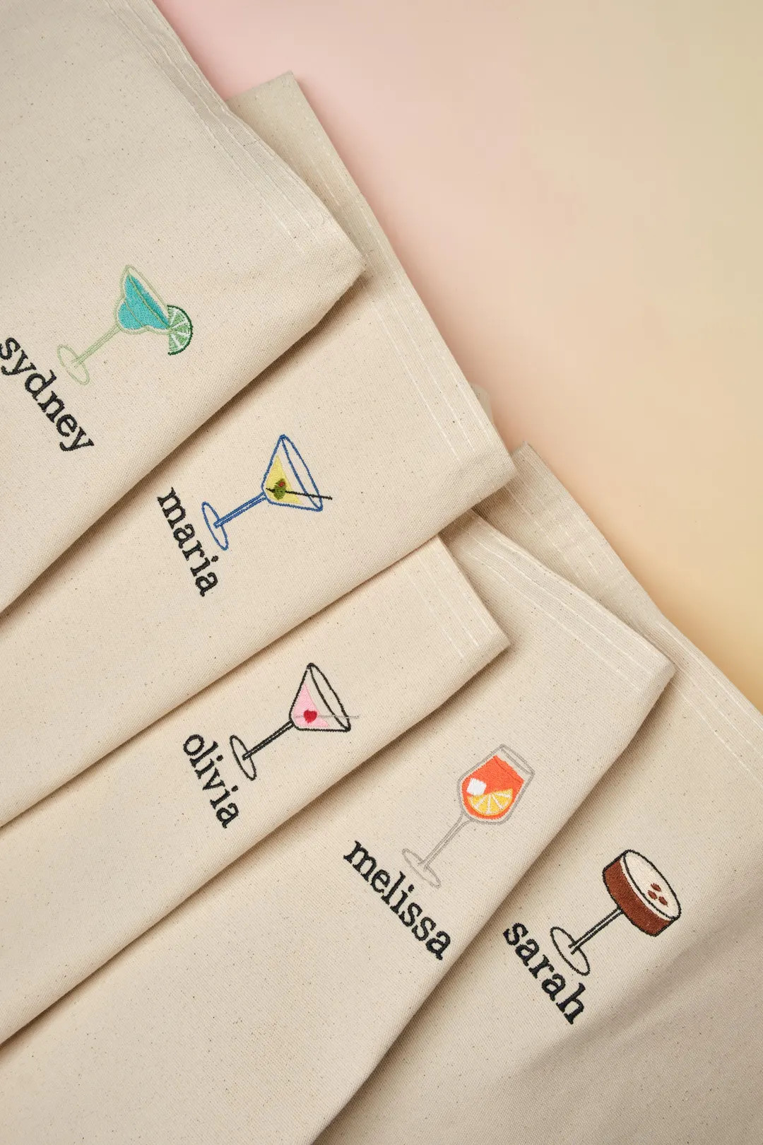 Personalized Tote Bag With Cocktail Icons / Custom Name Embroidered Tote Bag - Etsy | Etsy (US)