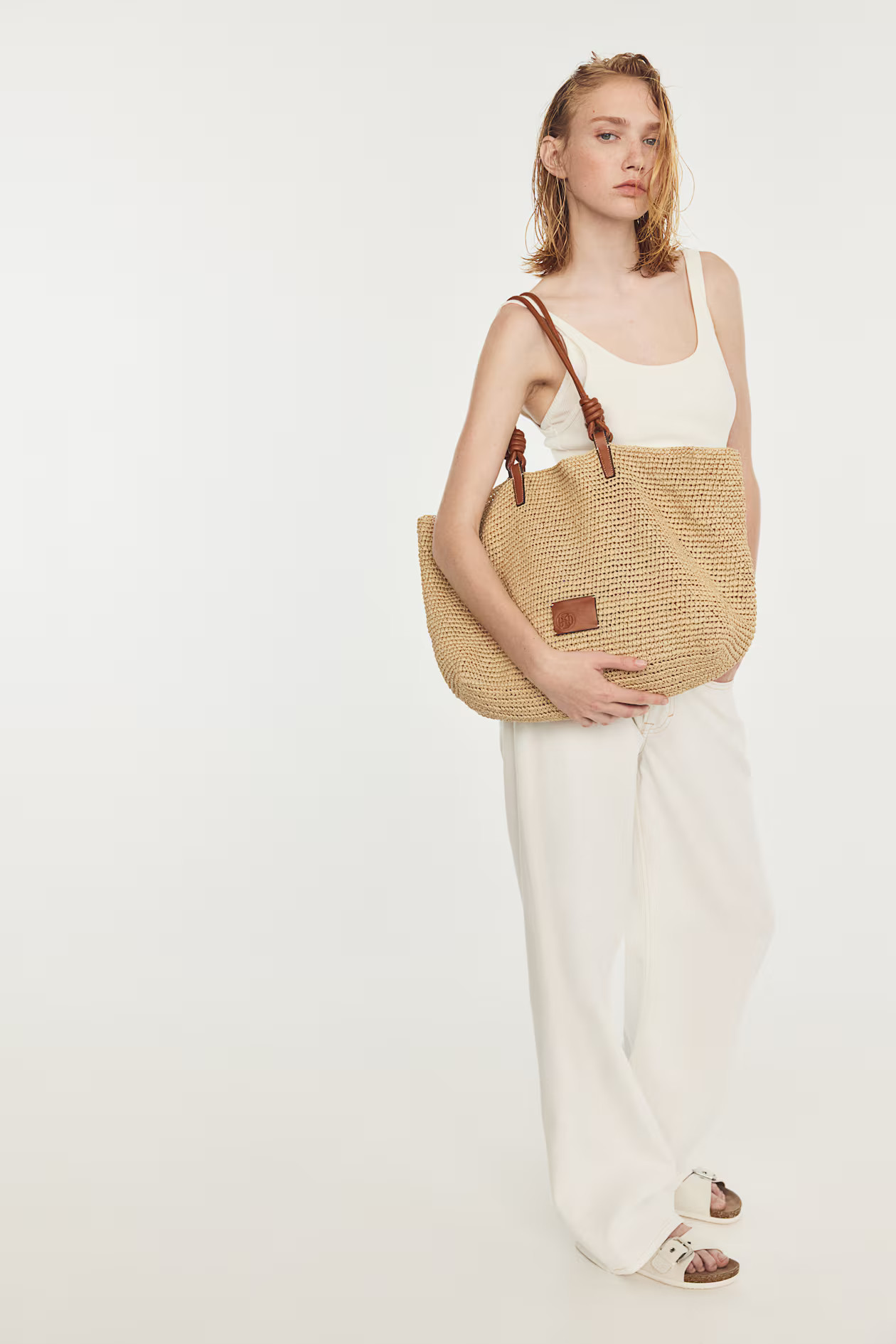Bolso shopper de paja - Beige/Marrón - MUJER | H&M ES | H&M (FR, IT, ES, PT, BE)