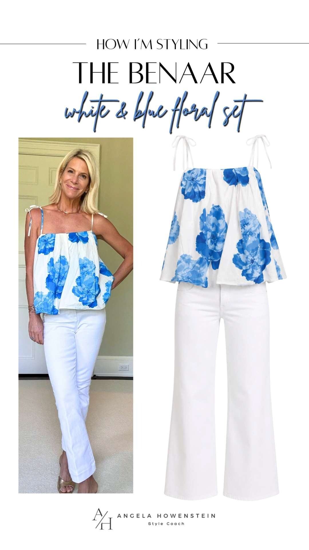 Style a blue and white floral top with crisp white denim for an effortlessly chic summer outfit. 

 #LTKootd #LTKSeasonal #LTKSaleAlert
