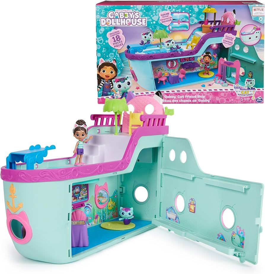 Gabby's Dollhouse, Gabby Cat Friend Ship, Cruise Ship Toy with 2 Toy Figures, Surprise Toys & Dol... | Amazon (US)