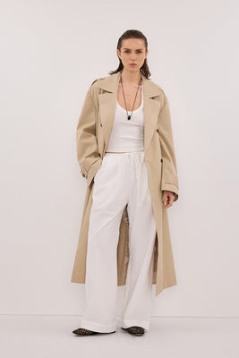 RHEA WHITE COTTON DRAWSTRING PANT | DISSH