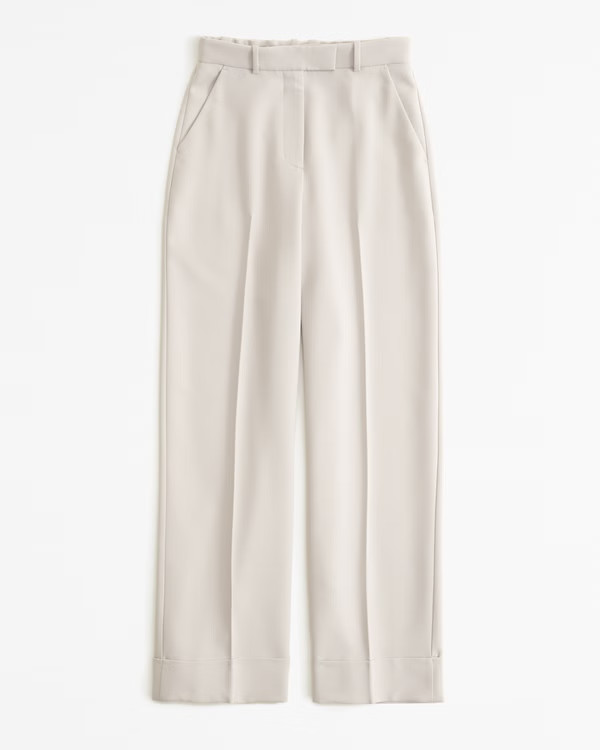Curve Love Cuffed Hem Tailored Wide Leg Pant | Abercrombie & Fitch (US)