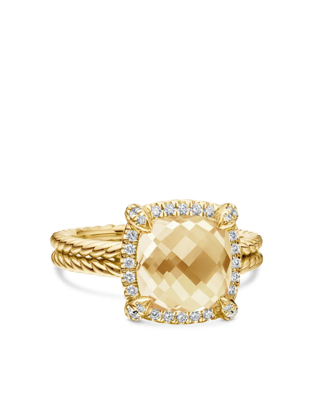 David Yurman 18kt yellow gold Châtelaine citrine and diamond ring (9mm) | Farfetch Global