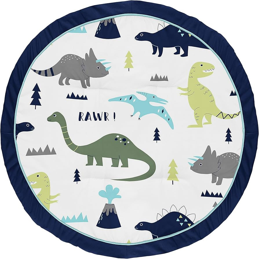 Sweet Jojo Designs Blue and Green Dino Playmat Tummy Time Baby and Infant Play Mat for Mod Dinosa... | Amazon (US)