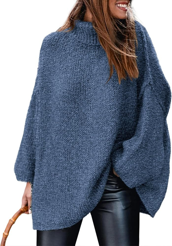 PRETTYGARDEN Women's 2025 Fall Turtleneck Oversized Sweaters Long Sleeve Chunky Knit Pullover Top... | Amazon (US)