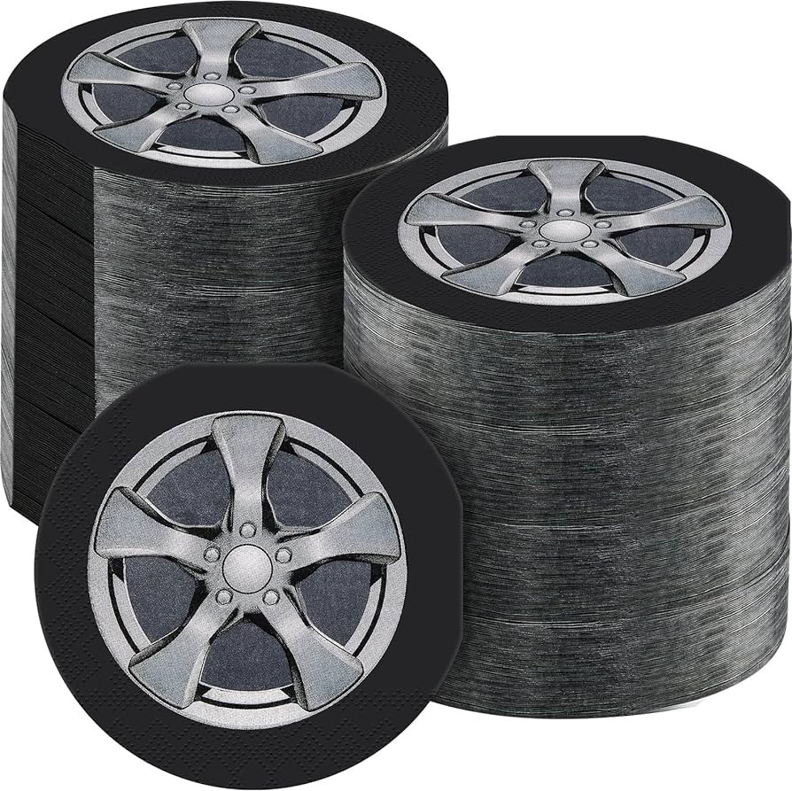 100 Pcs Tire Napkins Paper Car Wheel Paper Napkins Race Car Party Supplies for Two Fast Birthday ... | Amazon (US)