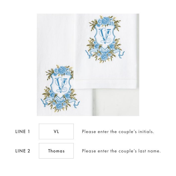 Bespoke Embroidered Crest Guest Towels, Set of 2 | Mark and Graham