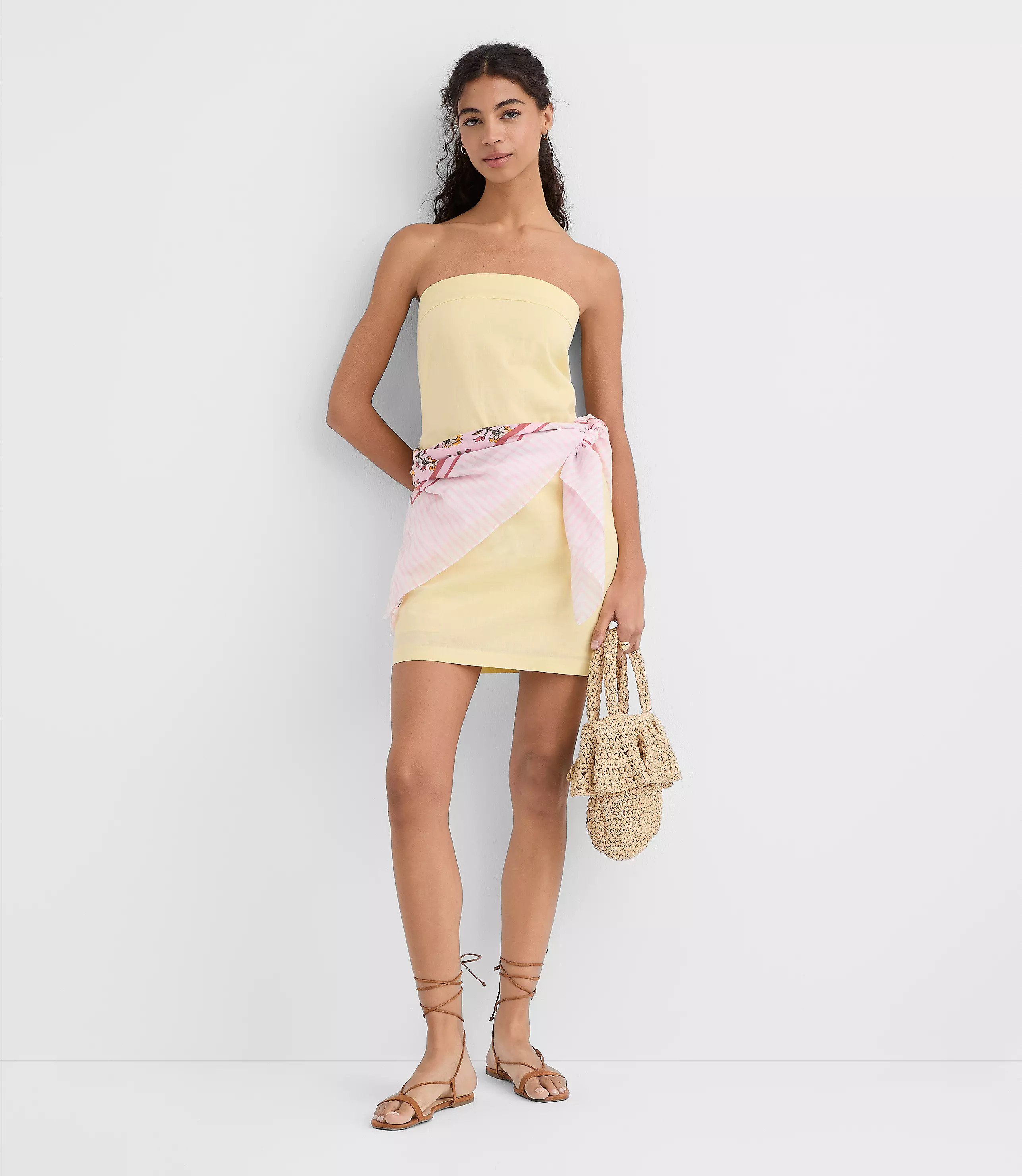 LOFT Beach Linen Cotton Strapless Mini Dress | LOFT