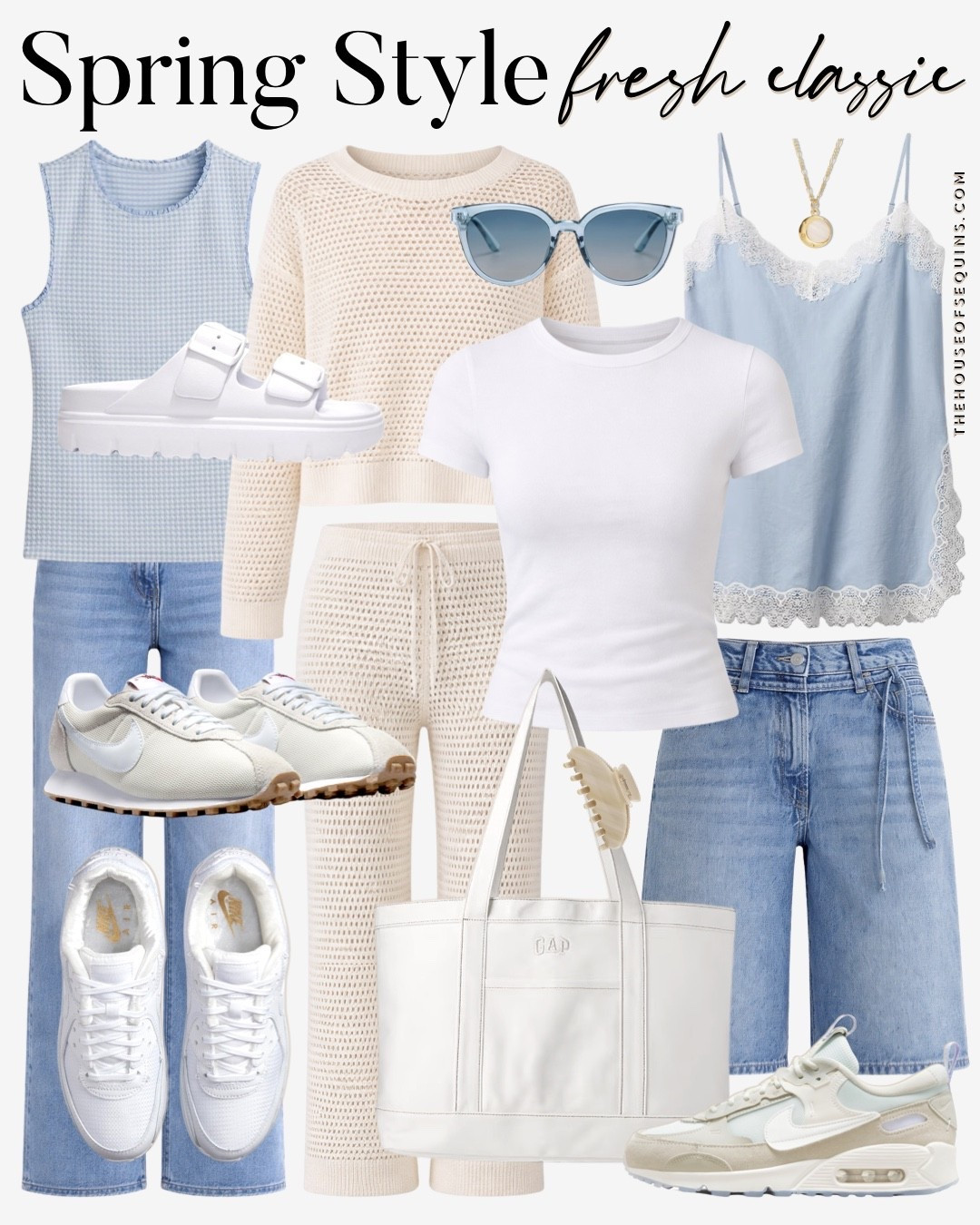 Shop Gap spring outfits, matching set, Nike Air Max Futura, Nike sneakers, Gap Tote  bag, Birkenstock sandal look for less, denim jeans, satin cami, lace cami, crochet set, Bermuda shorts

#liketkit #LTKSaleAlert #LTKgrwm #LTKootd