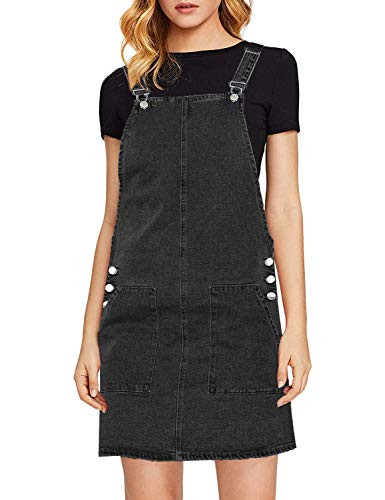 luvamia Women'S Casual Straps Denim Overall Pinafore Dress With Pockets Black Womens Overalls Denim Womens Rompers And Jumpsuits Jeans Overalls For Women | Amazon (US)