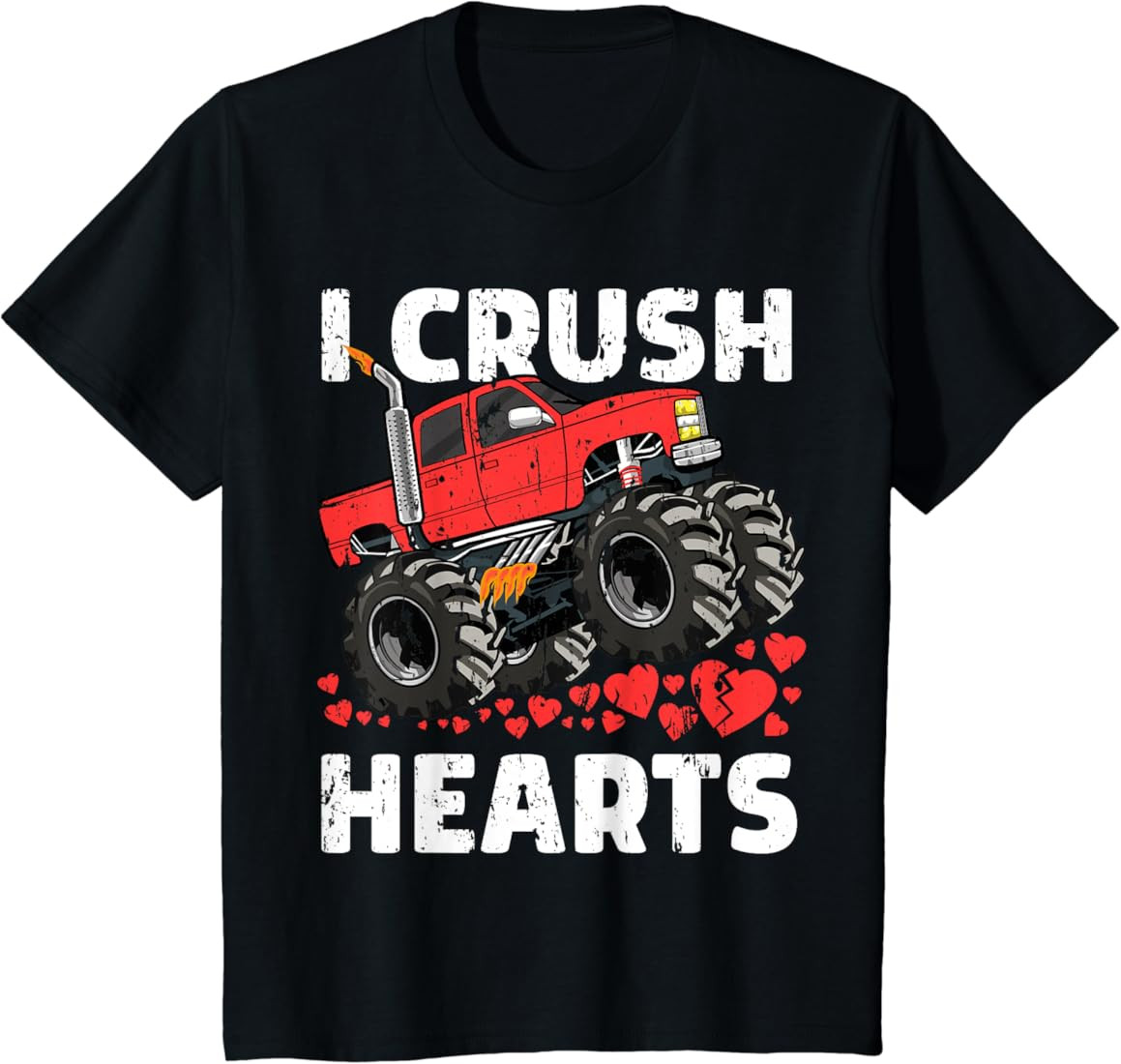 Kids Valentines Day Monster Truck Boys Toddler I Crush Hearts T-Shirt | Amazon (US)