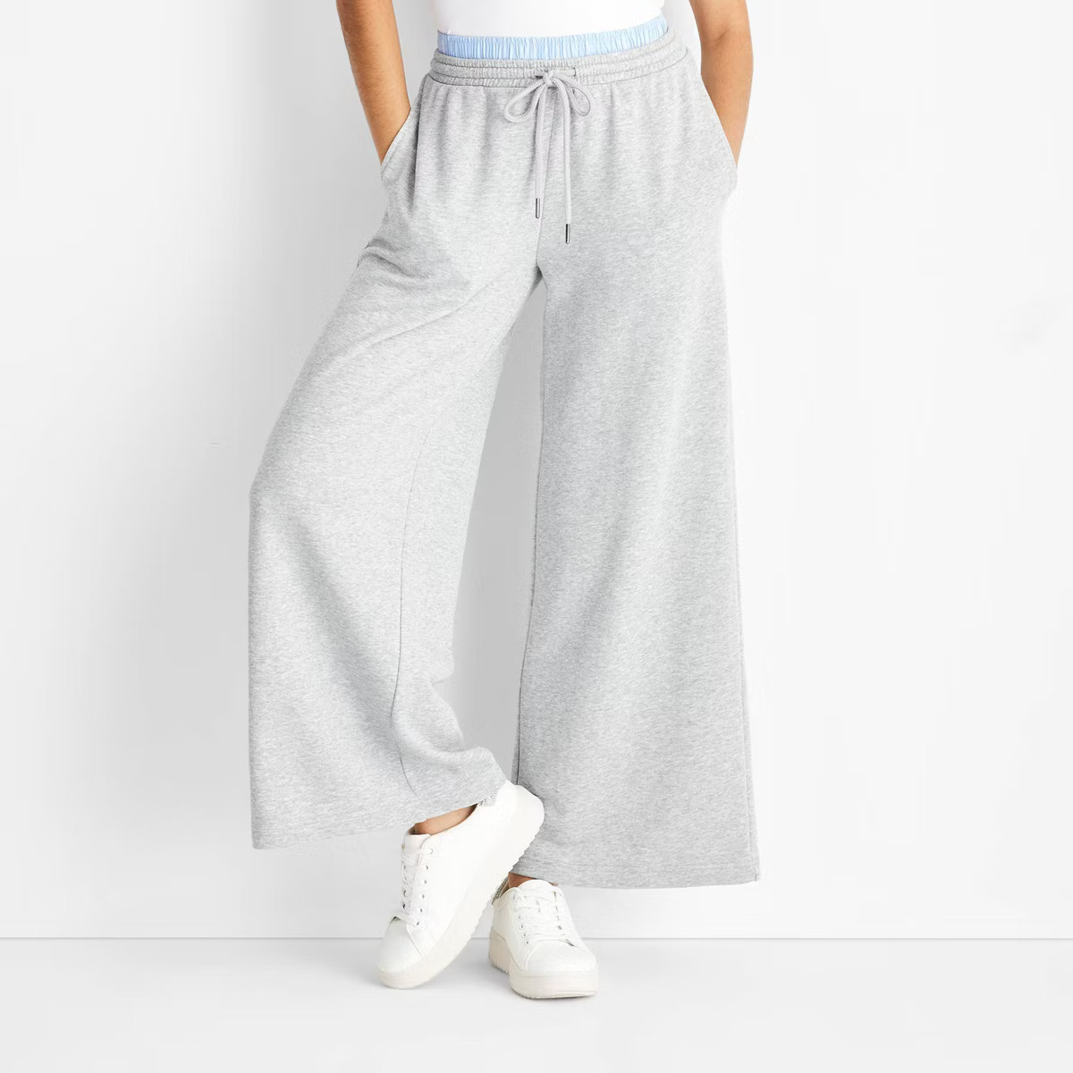 Women's Mid-Rise Fleece Boxer Sweatpants - Future Collective Gray | Target