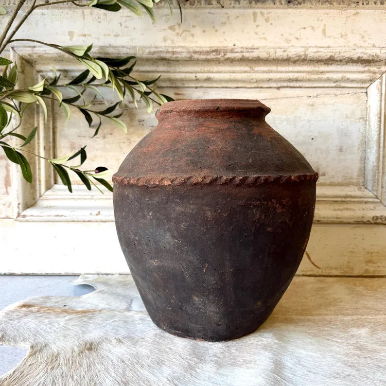 Vintage Rustic Clay Water Pot Vessel | Organic Modern | Pot Five | Etsy (Global)
