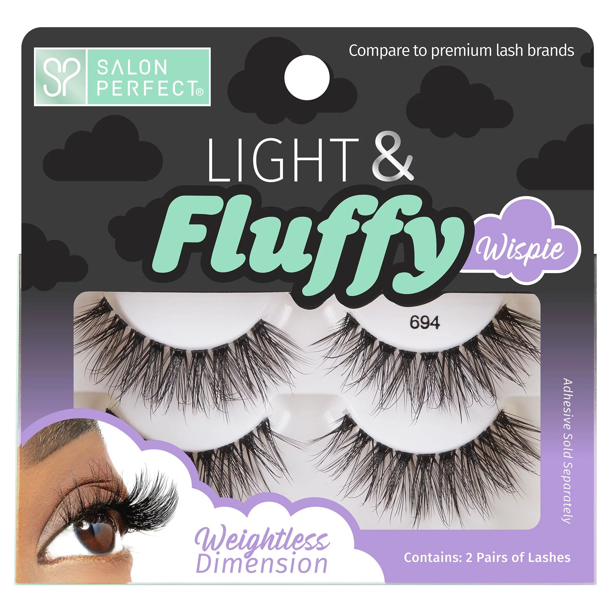 Salon Perfect Light & Fluffy Lash 694, Black, 2 Pairs | Walmart (US)