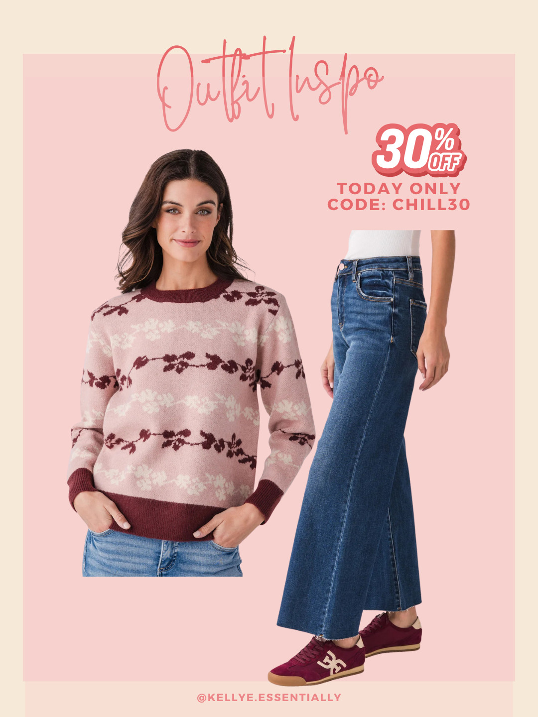 30% off with code CHILL30 - Cute sweater and flare jeans 

 #LTKootd #LTKSeasonal #LTKSaleAlert