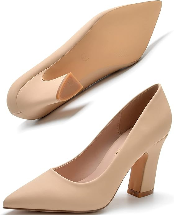 Closed Pointed Toe Chunky Block Heel Pumps High Heels for Women Sexy Elegant Formal Work Office L... | Amazon (US)