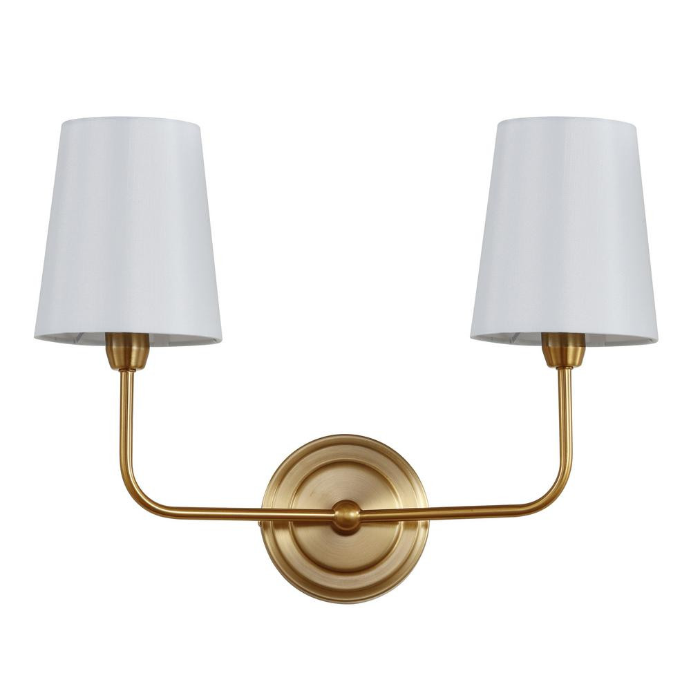SAFAVIEH Ezra 2-Light Brass Gold Indoor Sconce | The Home Depot