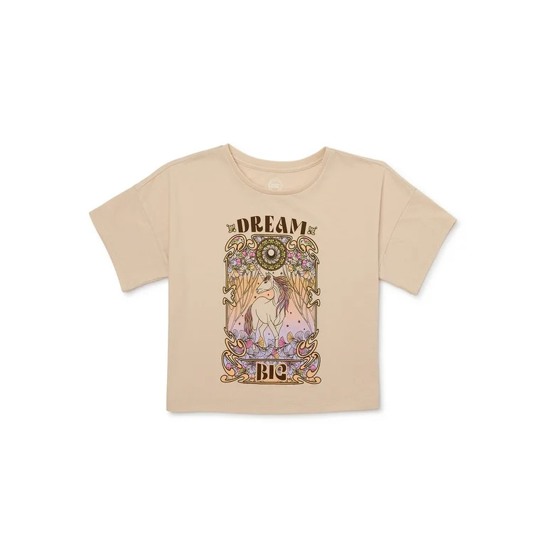 Wonder Nation Girls Dream Big, Crew Neck, Short Sleeve, Graphic T-Shirt, Sizes 4-18 | Walmart (US)