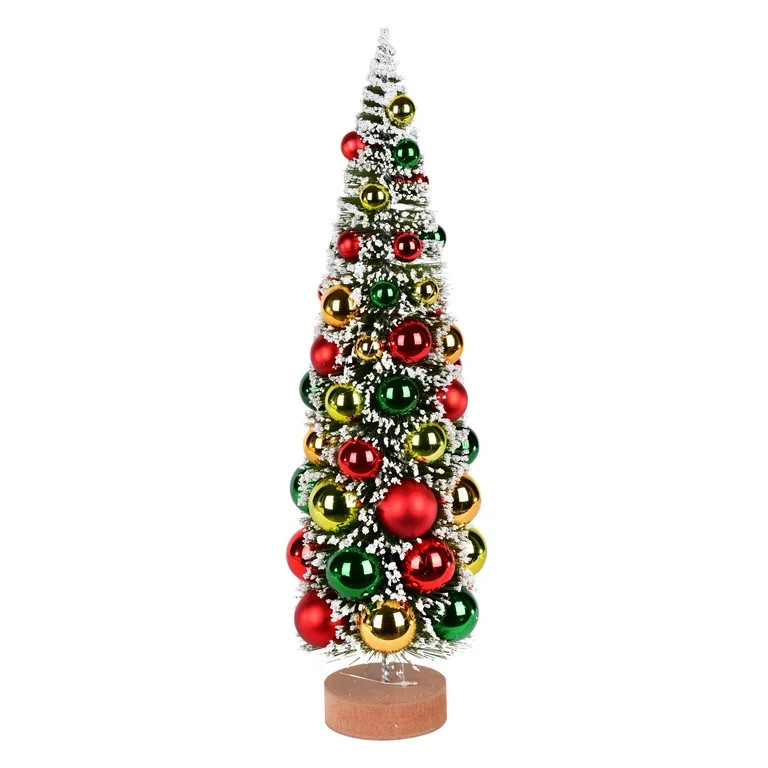 Vickerman 18" Vintage Tabletop Frosted Green Artificial Christmas Tree, Red, Frosted Green, Gold ... | Walmart (US)