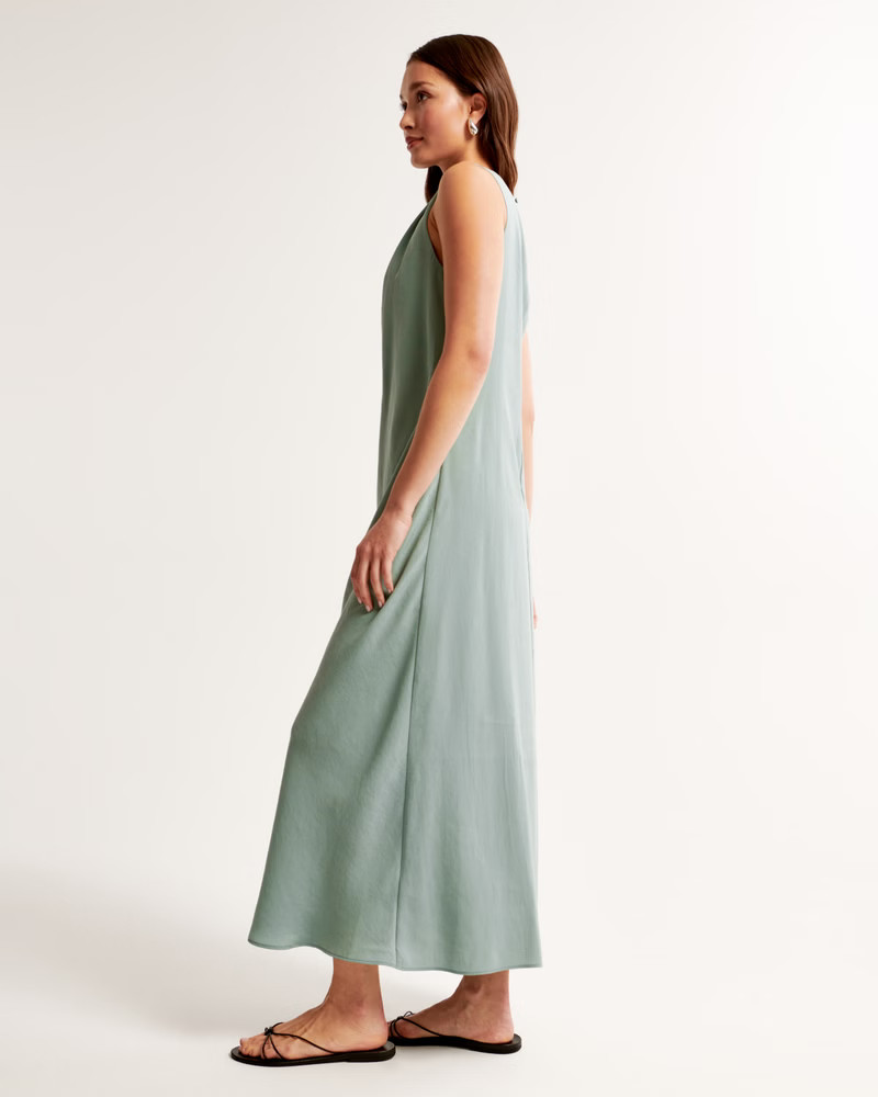 High-Neck Column Midi Dress | Abercrombie & Fitch (US)