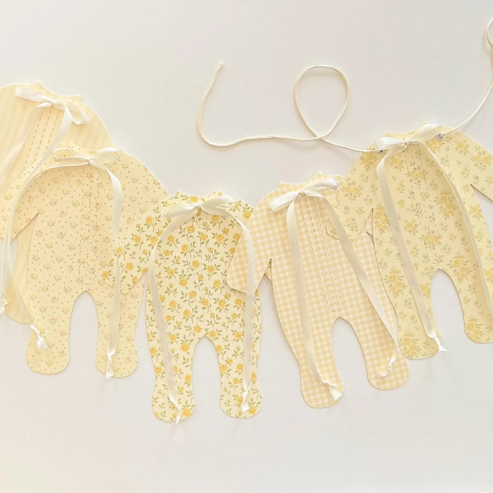 Baby Shower Banner, Soft Yellow and Cream Pajama Garland, Vintage Baby In Bloom, Welcome Baby, Ad... | Etsy (Global)