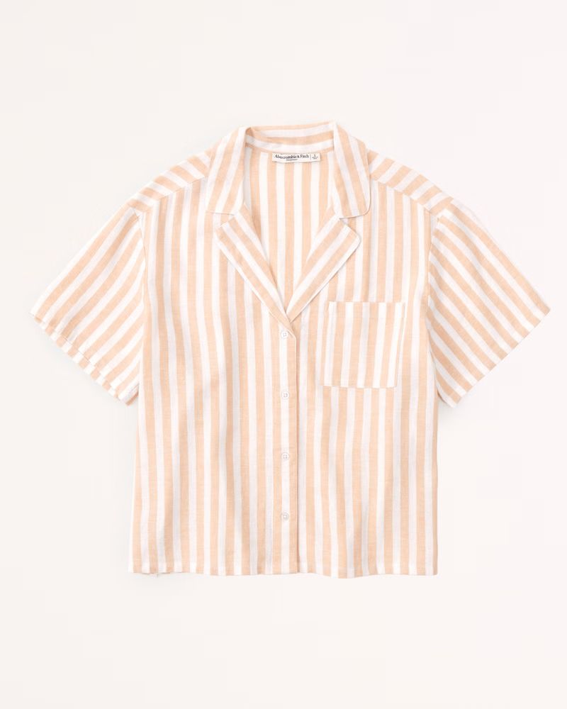 Linen-Blend Sleep Shirt | Abercrombie & Fitch (US)