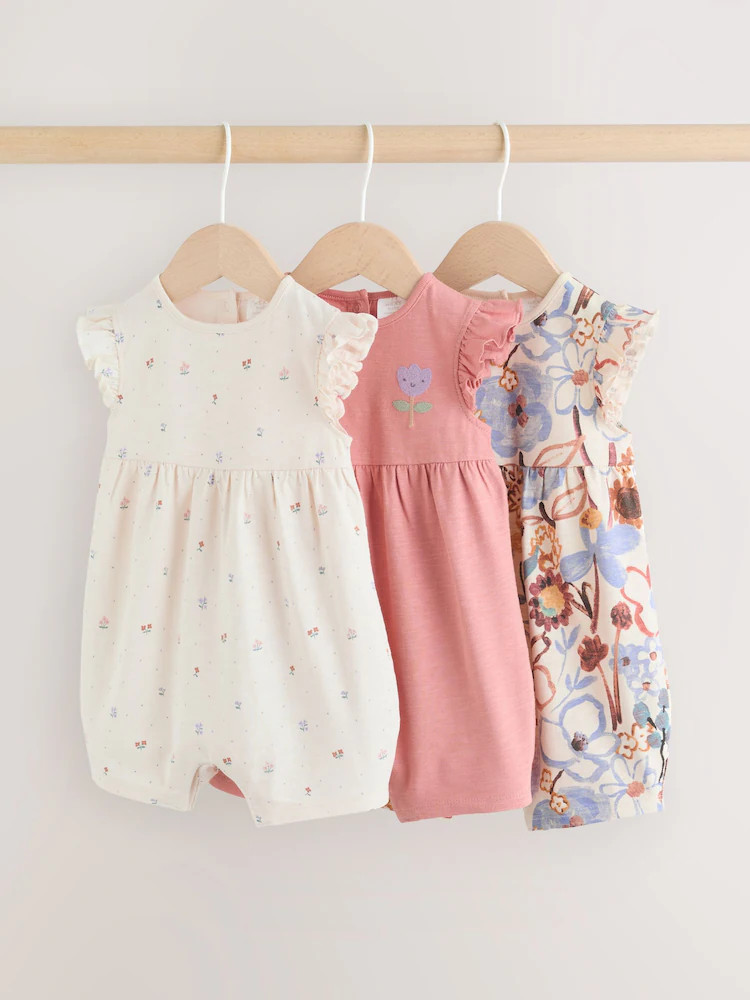 Lilac and Ecru Baby Rompers 3 Pack | Next US