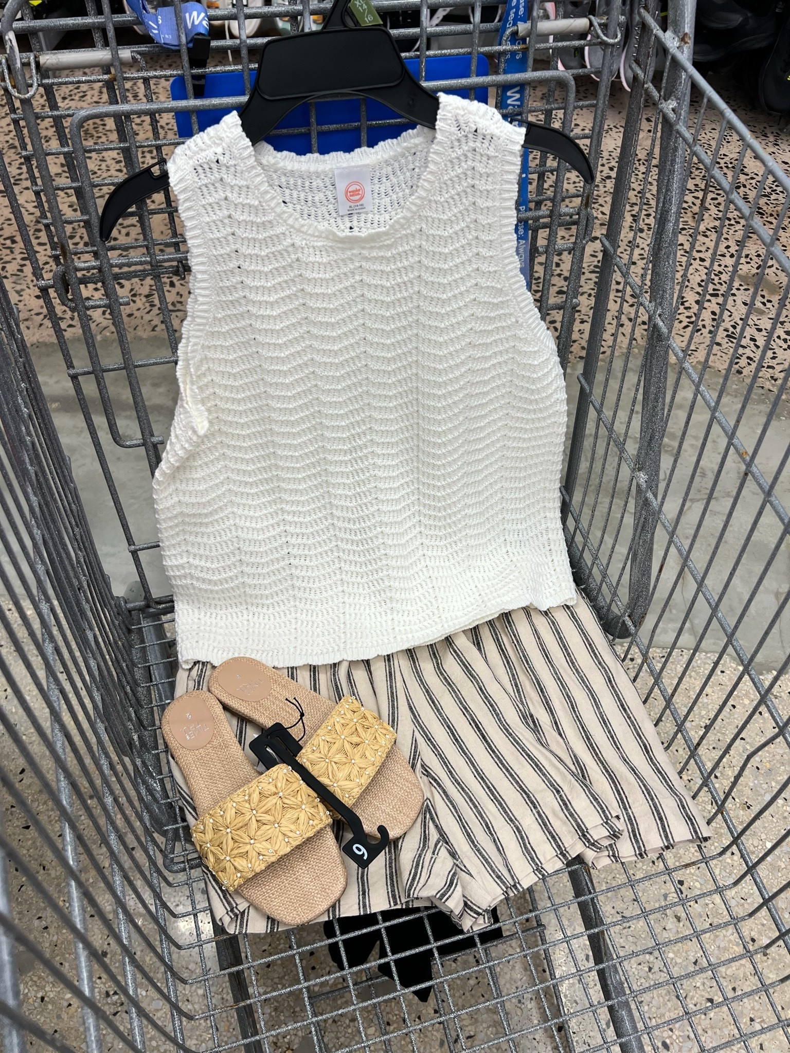 Walmart summer outfit idea with this sweater tank and soft shorts. I’m a girls XL in the top (fits like a women’s size small) and I sized up one size to a medium in the shorts since they have a drawstring and I didn’t want them tight. #walmartfashion

#LTKOver40
