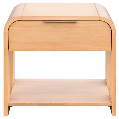 Modern Bedroom Nightstand With Metal Glides And Wood Surface Mid-century Style Antique Bronze Handle Shelf | Wayfair North America