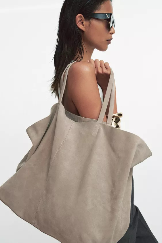 MAXI SPLIT SUEDE TOTE BAG | Zara UK