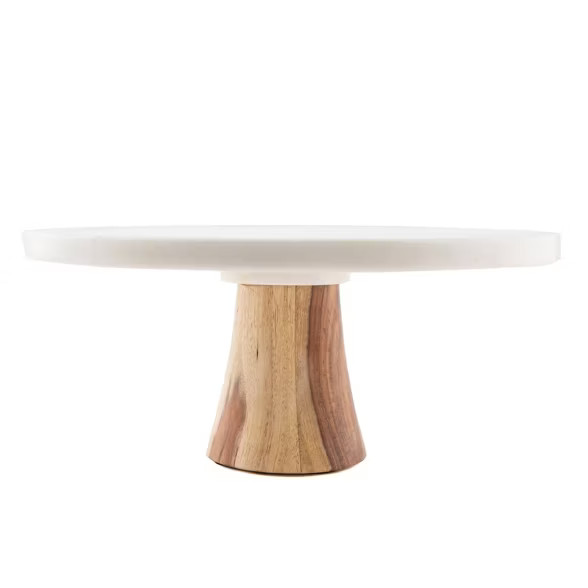 Thirstystone White Marble With Sheesham Wood Pedestal Cake Stand | Target