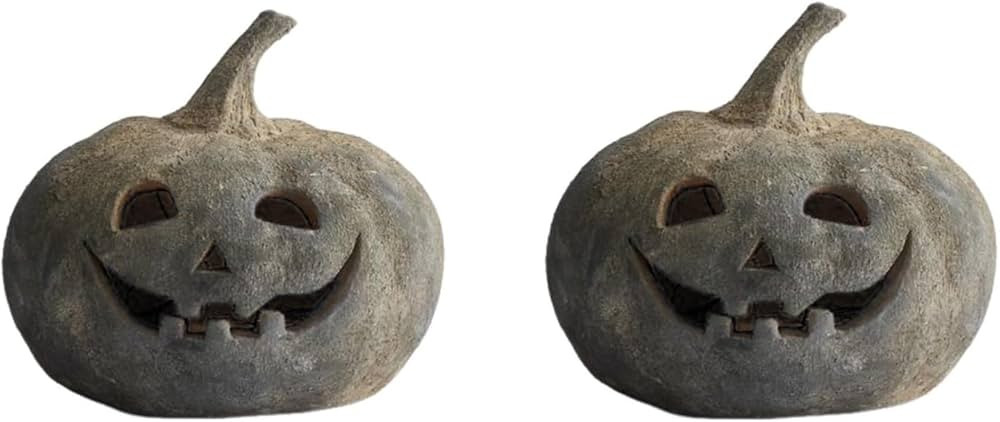 Generic Handmade Terracotta Pumpkin Jack O' Lantern, Indoor Outdoor Halloween Decoration, Farmhou... | Amazon (US)