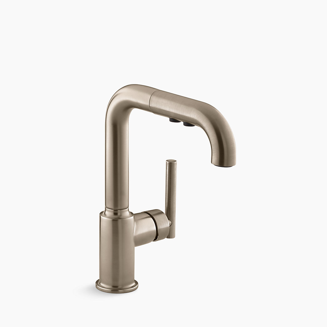 Pull-out kitchen sink faucet with three-function sprayhead | Kohler