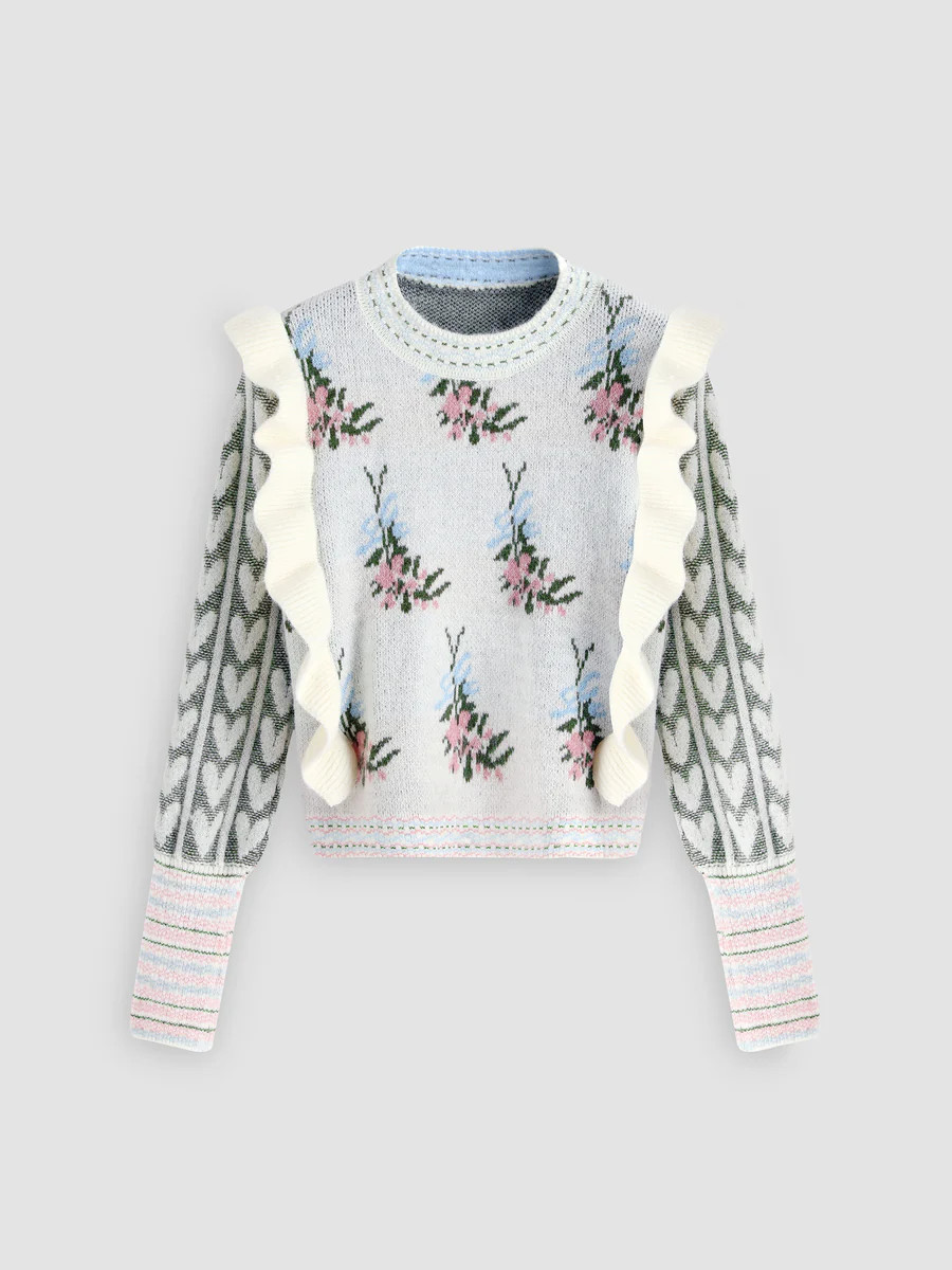 Dreamy Autumn Ruffled Knit Sweater | Cider