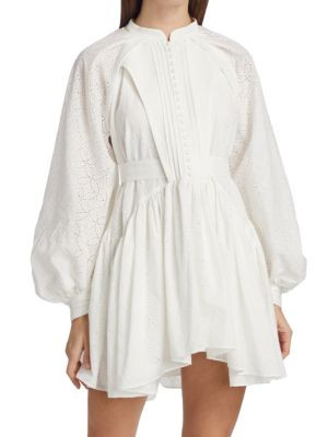 Gibson Pleated Cotton Minidress | Saks Fifth Avenue OFF 5TH