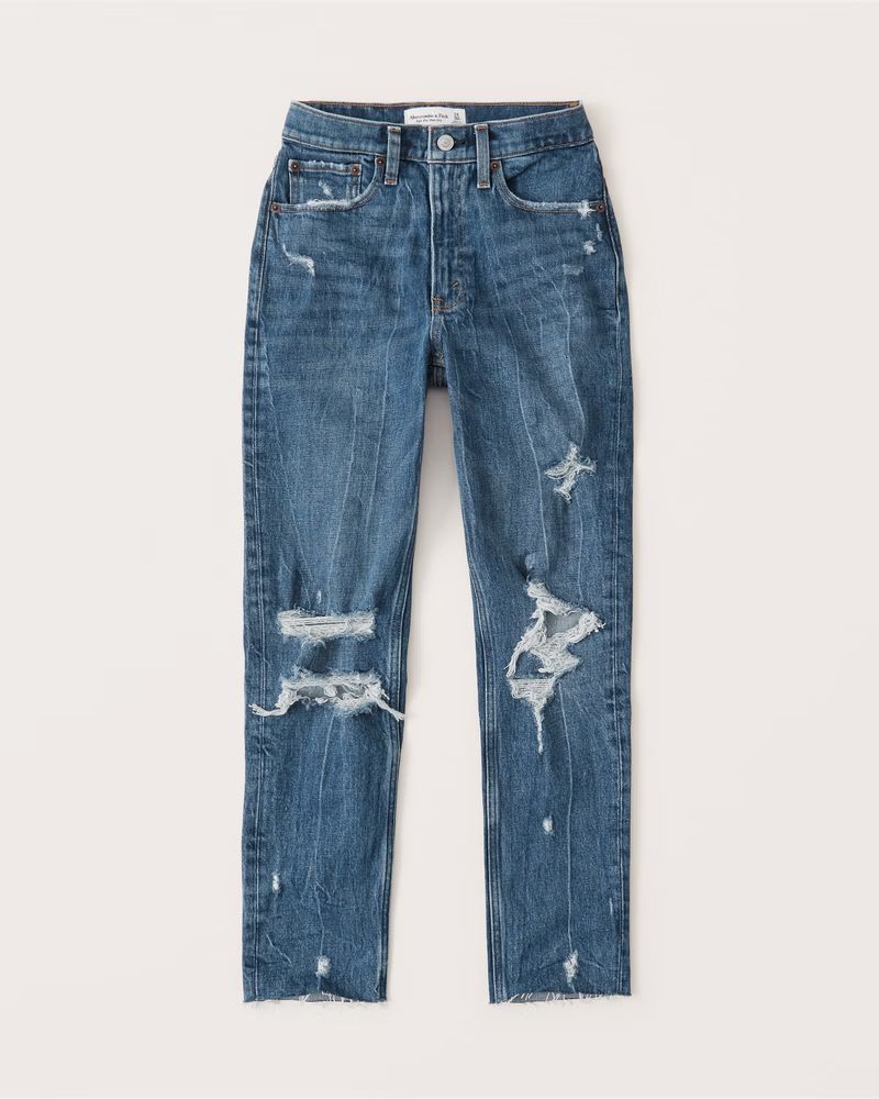A&F Vintage Stretch Denim | Online Exclusive
			


  
						Ripped High Rise Mom Jeans
					



	... | Abercrombie & Fitch (US)